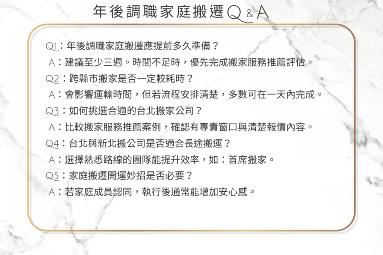 年後調職家庭搬遷規劃指南