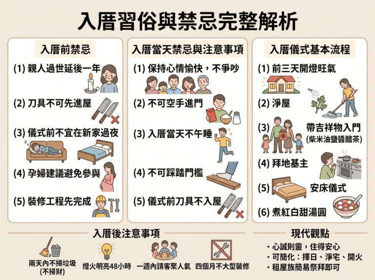入厝禁忌完整解析:搬新家前必知的入厝習俗與入厝儀式做法